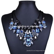 2015 nuevos productos Collar grande de cristal de la cuerda del negro del rhinestone